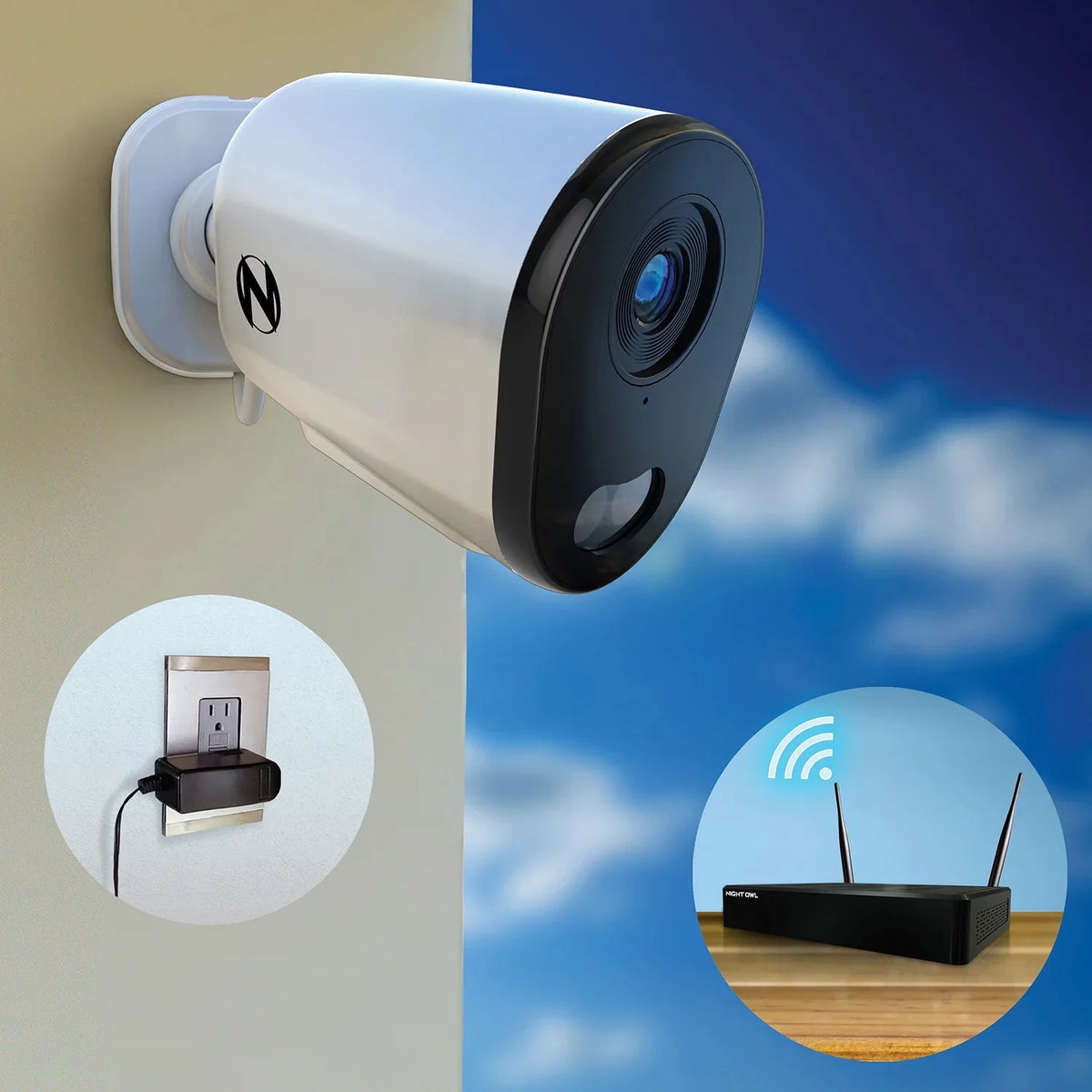 Night Owl 10 Channel 4K Wi-Fi NVR Security System with 1TB Hard Drive and 4 Wi-Fi IP 2K Deterrence Cameras with 2-Way Audio