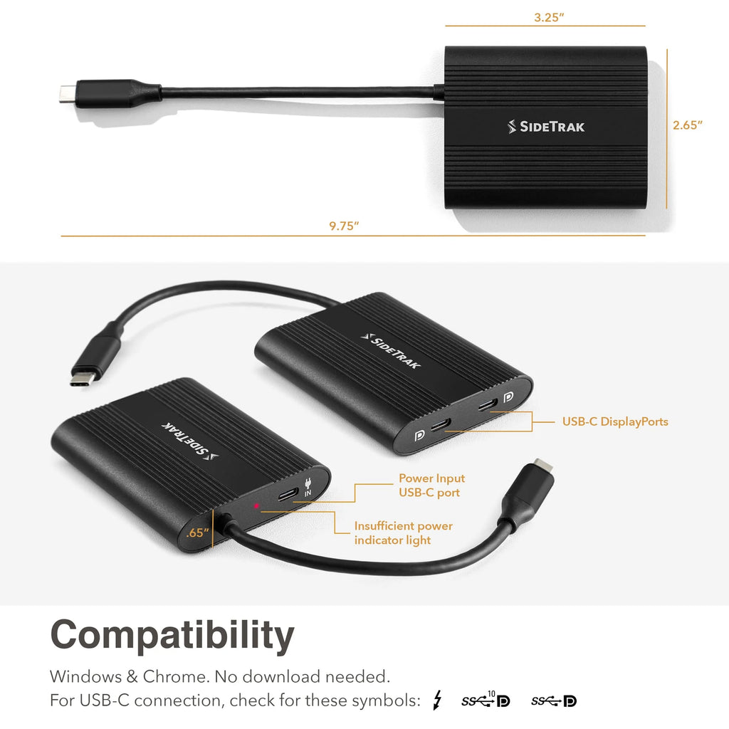 SideTrak Swivel 12.5 Triple Portable Monitor for Laptop with Powered USB C Hub | Attachable FHD IPS Rotating Three Screen Laptop | Compatible with Windows | Powered by USB-C Hub