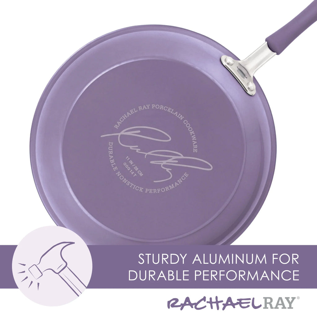 Rachael Ray Cucina 12pc Hard Porcelain Enamel Nonstick Cookware Pots and Pans Set, Lavender Purple