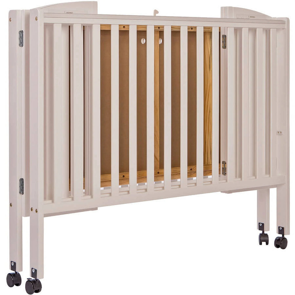 Dream On Me Full Size 2-in-1 Folding Stationary Side Crib, Locking Wheels, French White