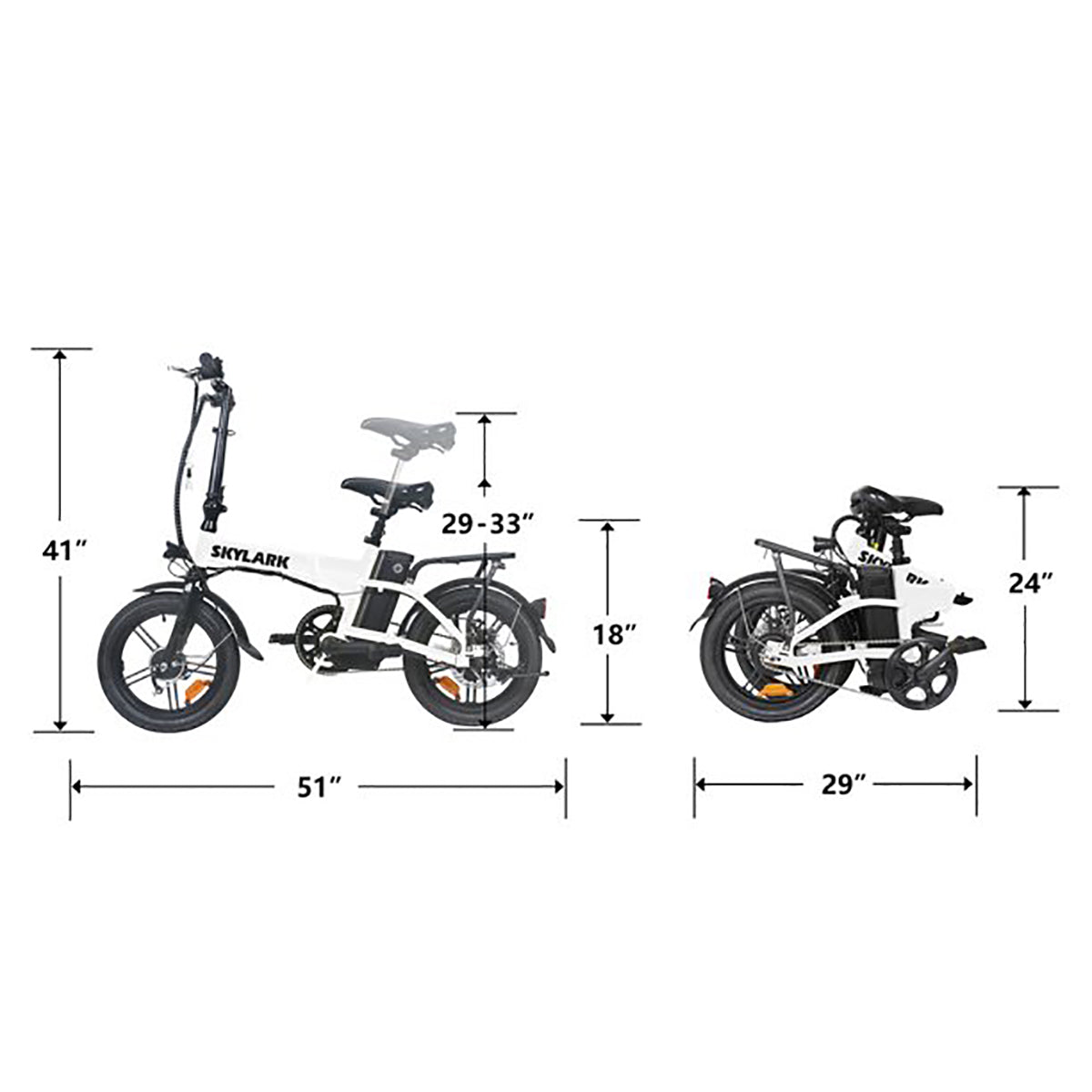 Nakto 16in SKYLARK White Folding City Electric Bicycle/Bike for Men & Women 350w Motor 36V 10Ah Long Lasting Lithium-Ion Battery