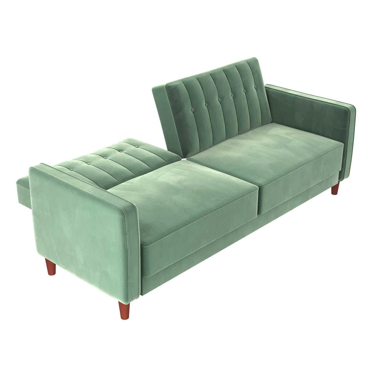 DHP Pin Tufted Transitional Futon, Light Green Velvet