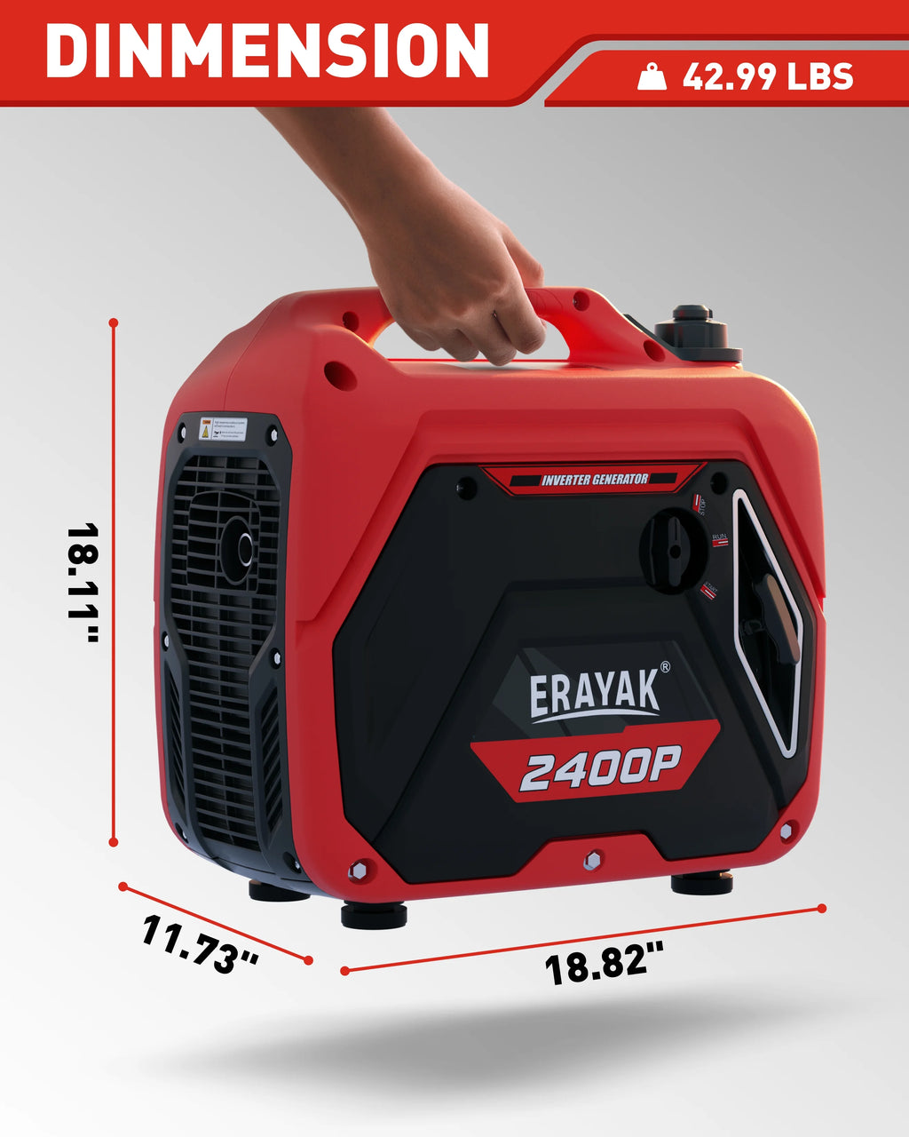 Erayak Portable Inverter Generator 2400W, Super Quiet, For RV, Camping & Home Backup Fuel Gasoline