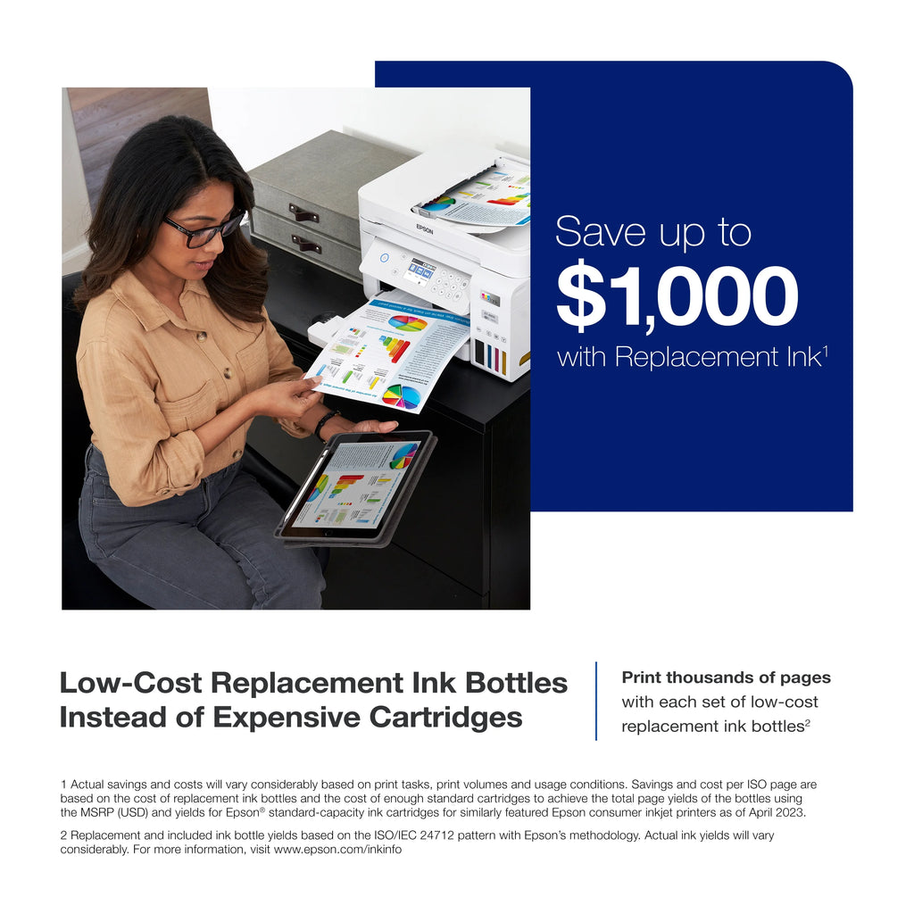 Epson EcoTank ET-3850 Wireless Color All-in-One Cartridge-Free Supertank Printer with Scanner, Copier, ADF and Ethernet