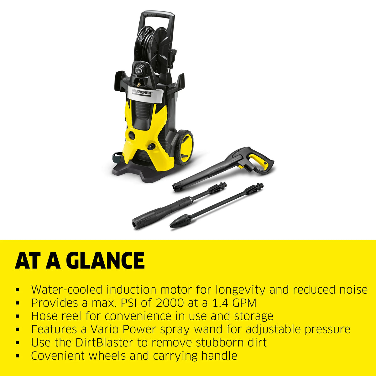 Karcher K5 Premium Pressure Washer with Hose Reel, 2000 PSI, 1.45 GPM