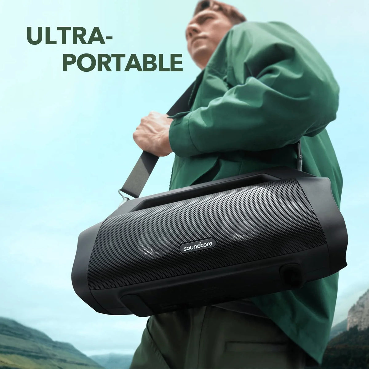 Soundcore Anker Motion Boom Plus Outdoor Bluetooth Speaker,80W Booming Sound,Portable with Strap for Camping