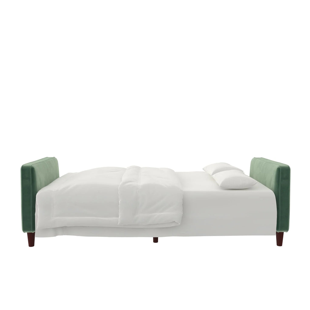 DHP Pin Tufted Transitional Futon, Light Green Velvet