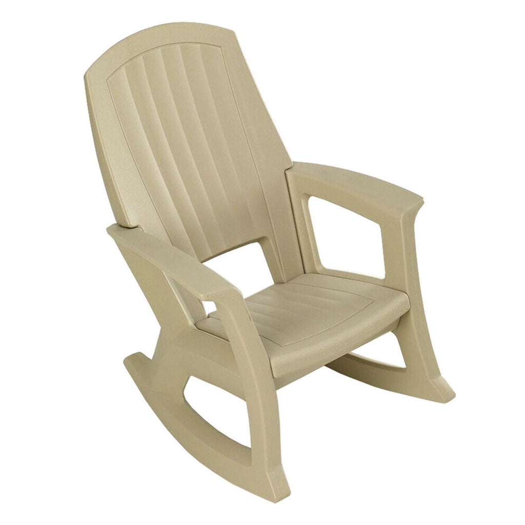 Semco Plastics Rockaway Heavy-Duty Outdoor Rocking Chair, Tan (4 Pack)