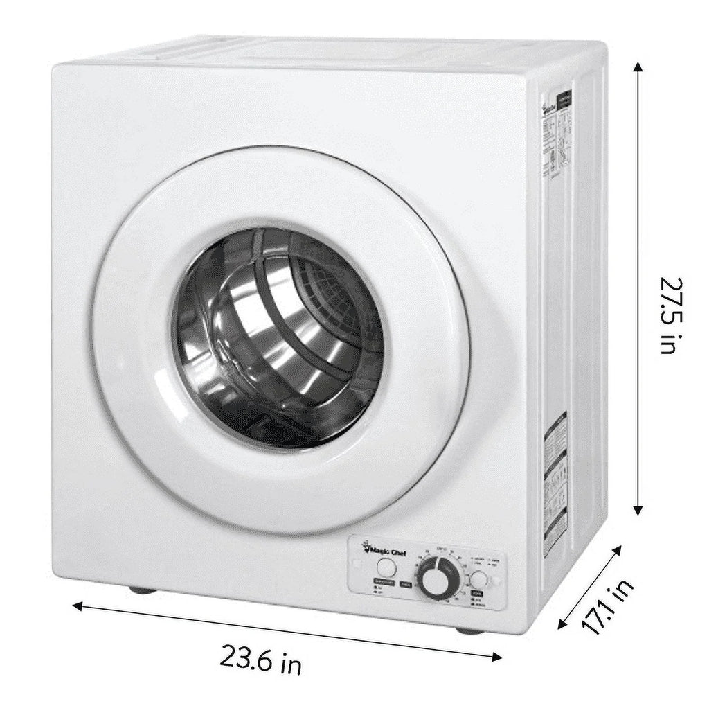 Magic Chef Brand 2.6 Cu. ft. Electric Dryer in White, 17.5 in D, 27.5 in H, 23.6 in L, 48.4 lbs.