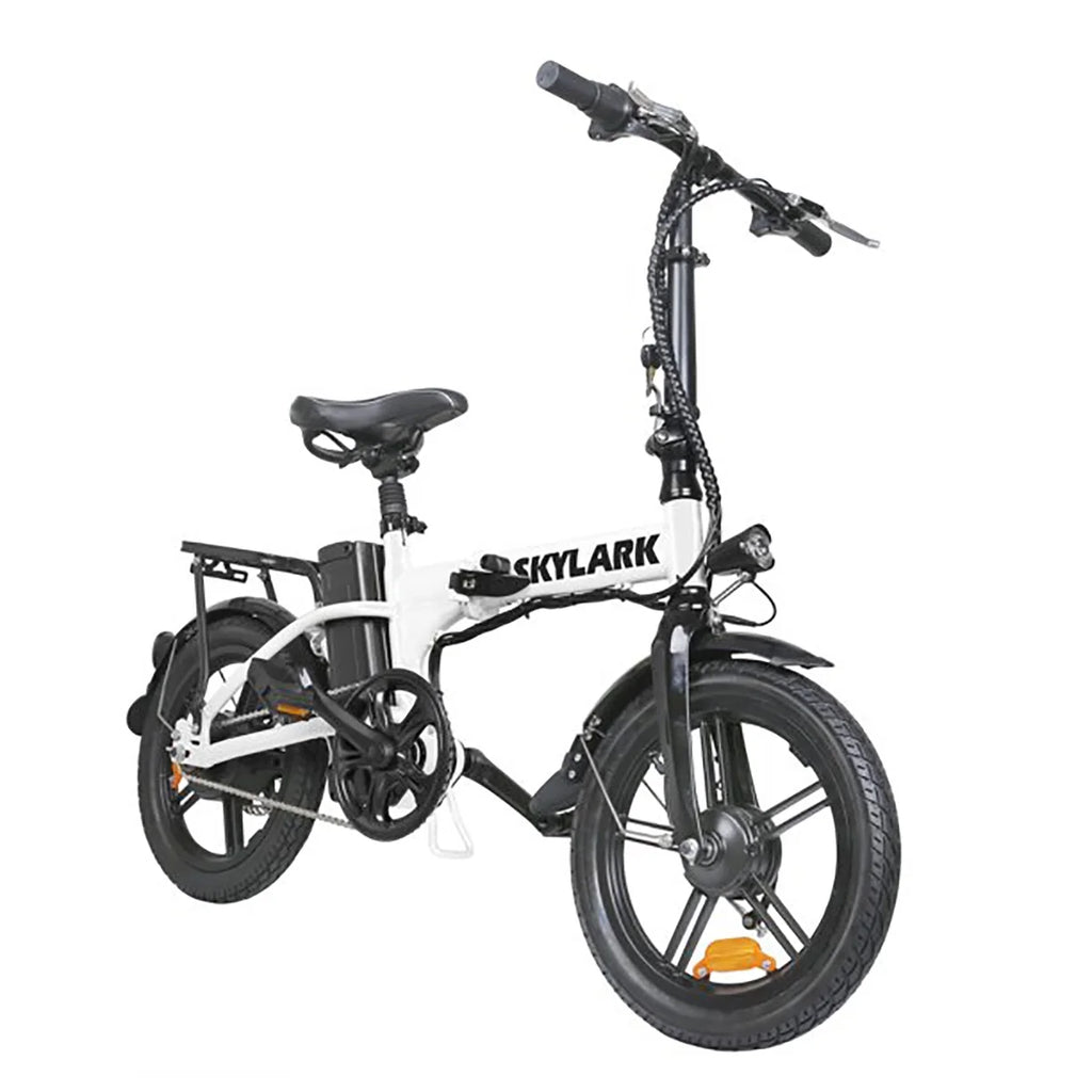 Nakto 16in SKYLARK White Folding City Electric Bicycle/Bike for Men & Women 350w Motor 36V 10Ah Long Lasting Lithium-Ion Battery